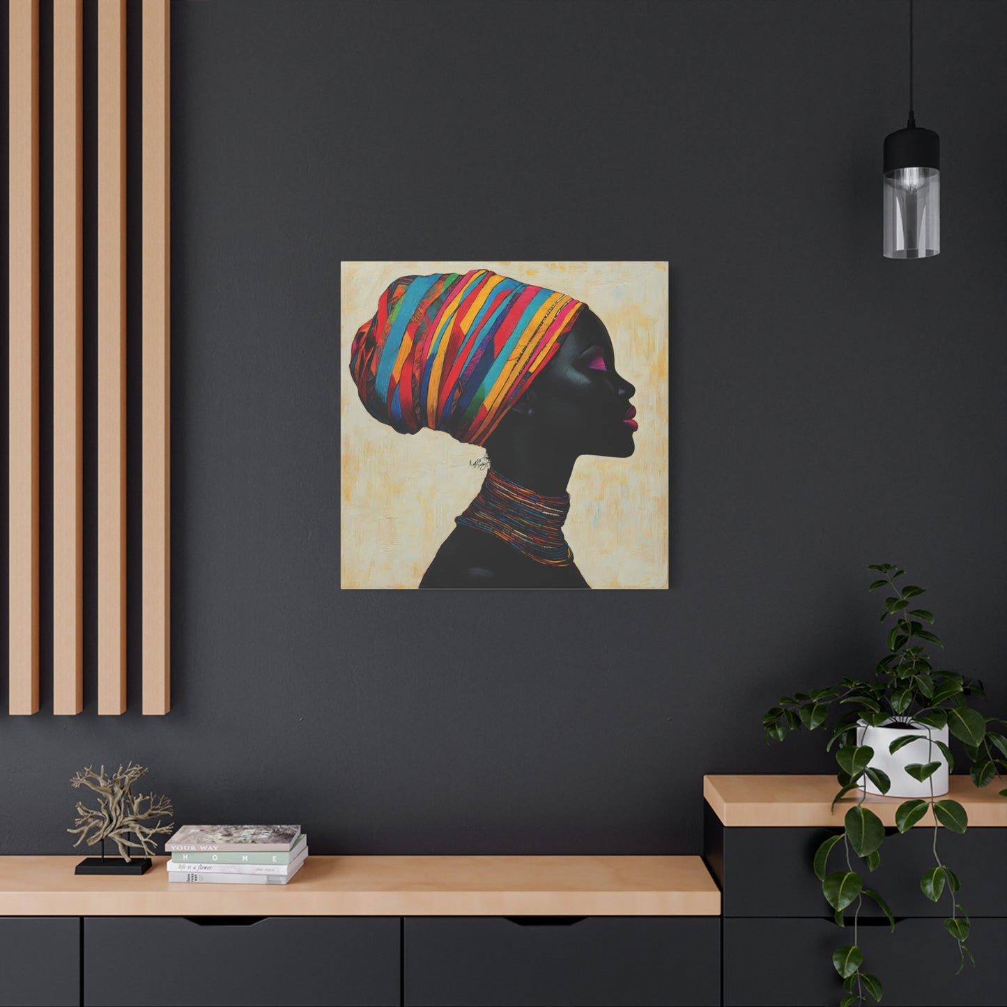 Regal Thoughts Afrocentric Black Woman Art Canvas Wall Print
