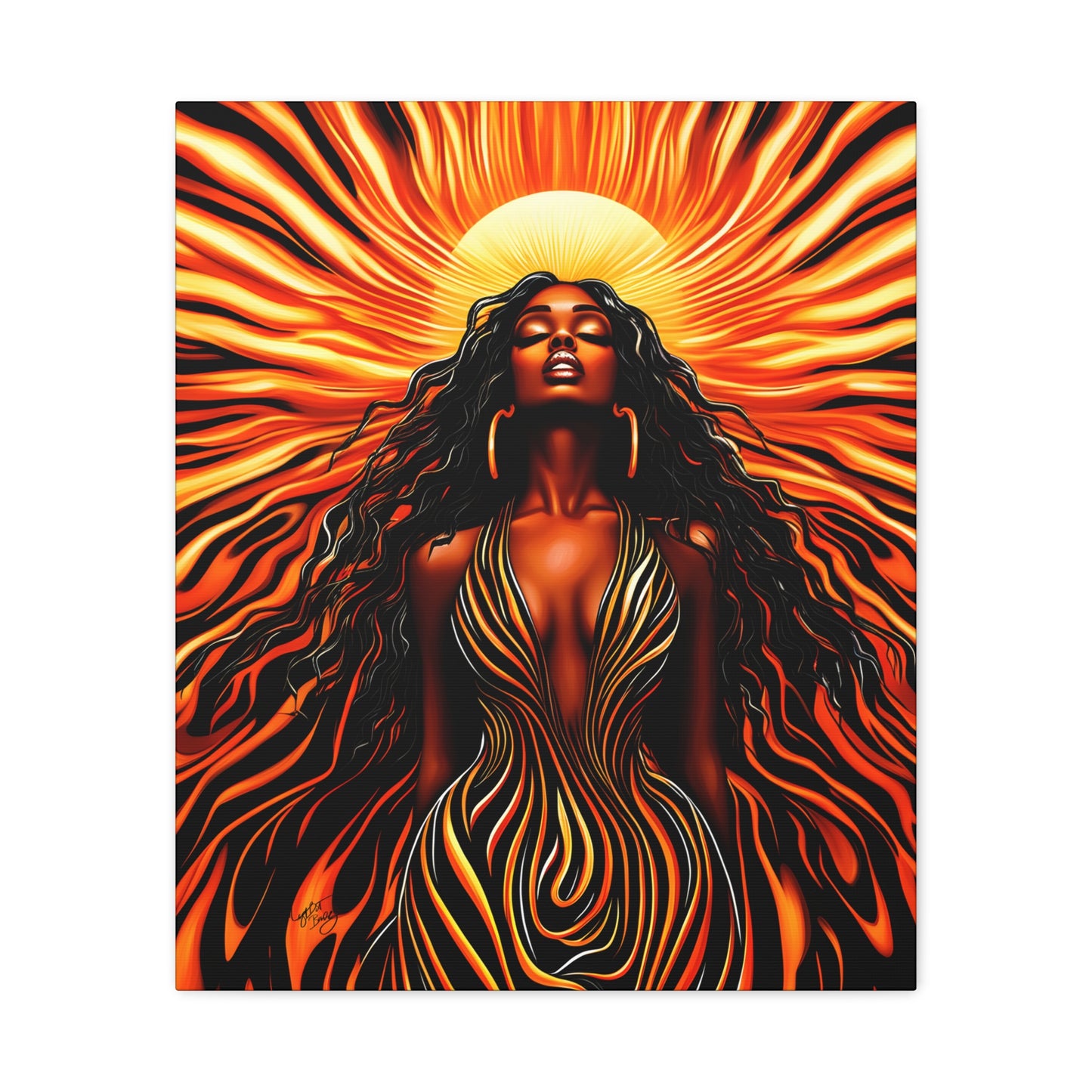 Sunkissed Afrocentric Black Woman Abstract Art Canvas Wall Print