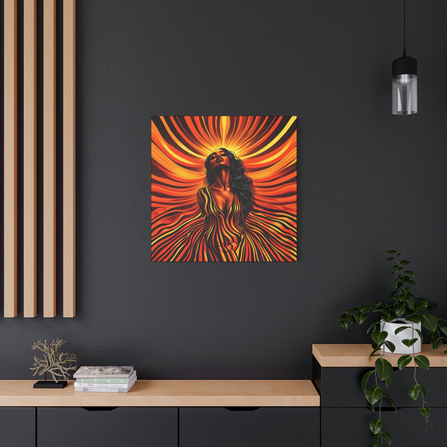 Autumn Rises Black Woman Art Canvas Wall Print