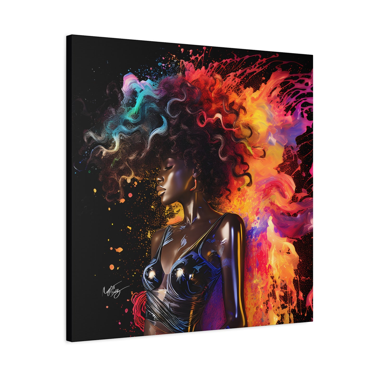 Colors Of The Universe Afrocentric Black Woman Abstract Fantasy Art Canvas Wall Print