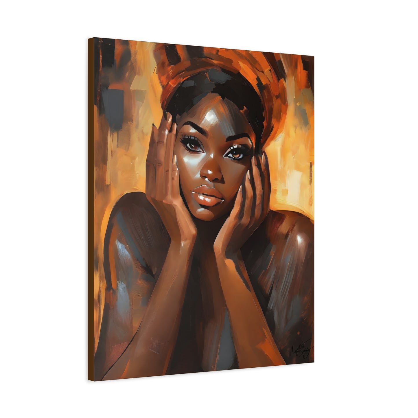 Hello Afrocentric Black Woman Art Canvas Wall Print
