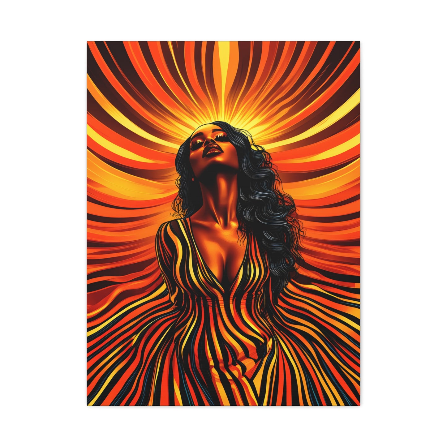 Autumn Rises Black Woman Art Canvas Wall Print