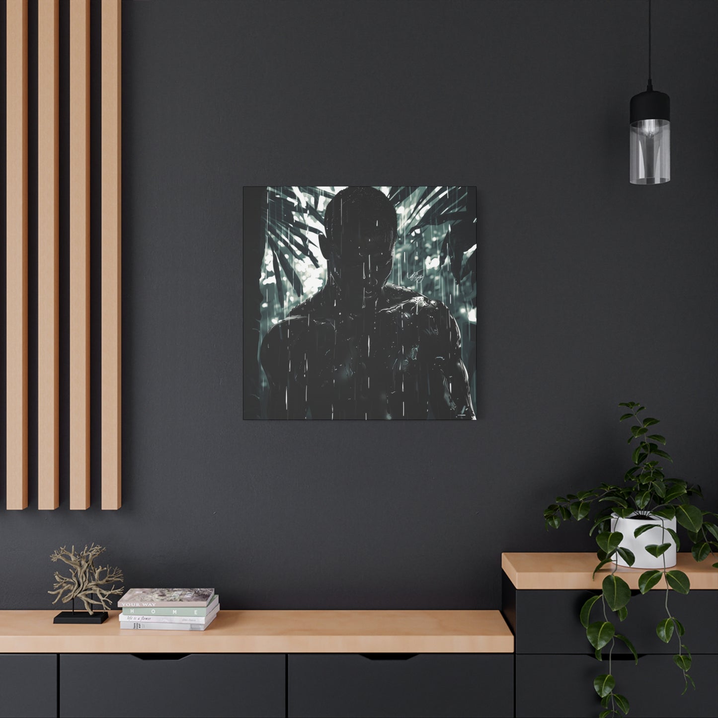Rainy Days Aren't That Bad Afrocentric Black Man Art Canvas Wall Print