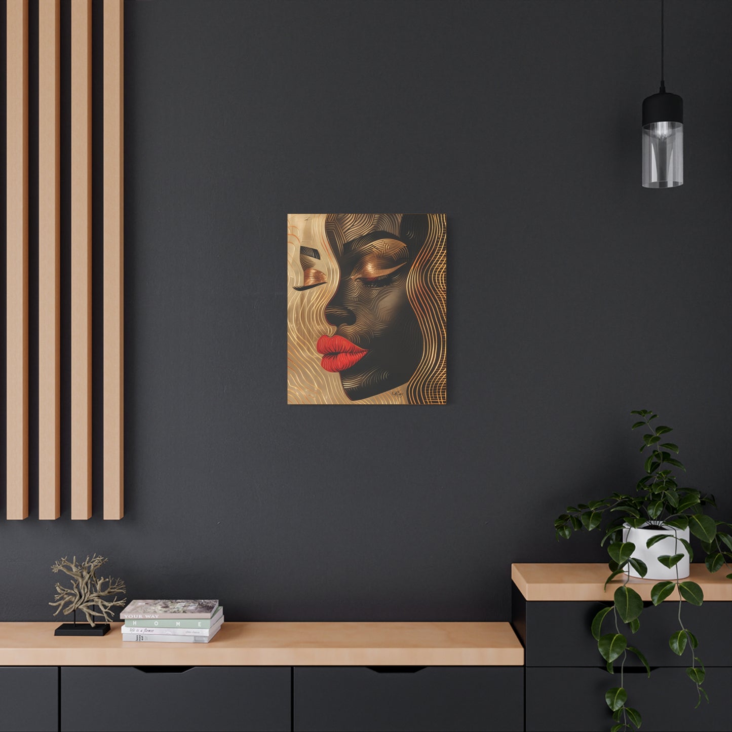 Enswirled Afrocentric Black Woman Abstract Art Canvas Wall Print