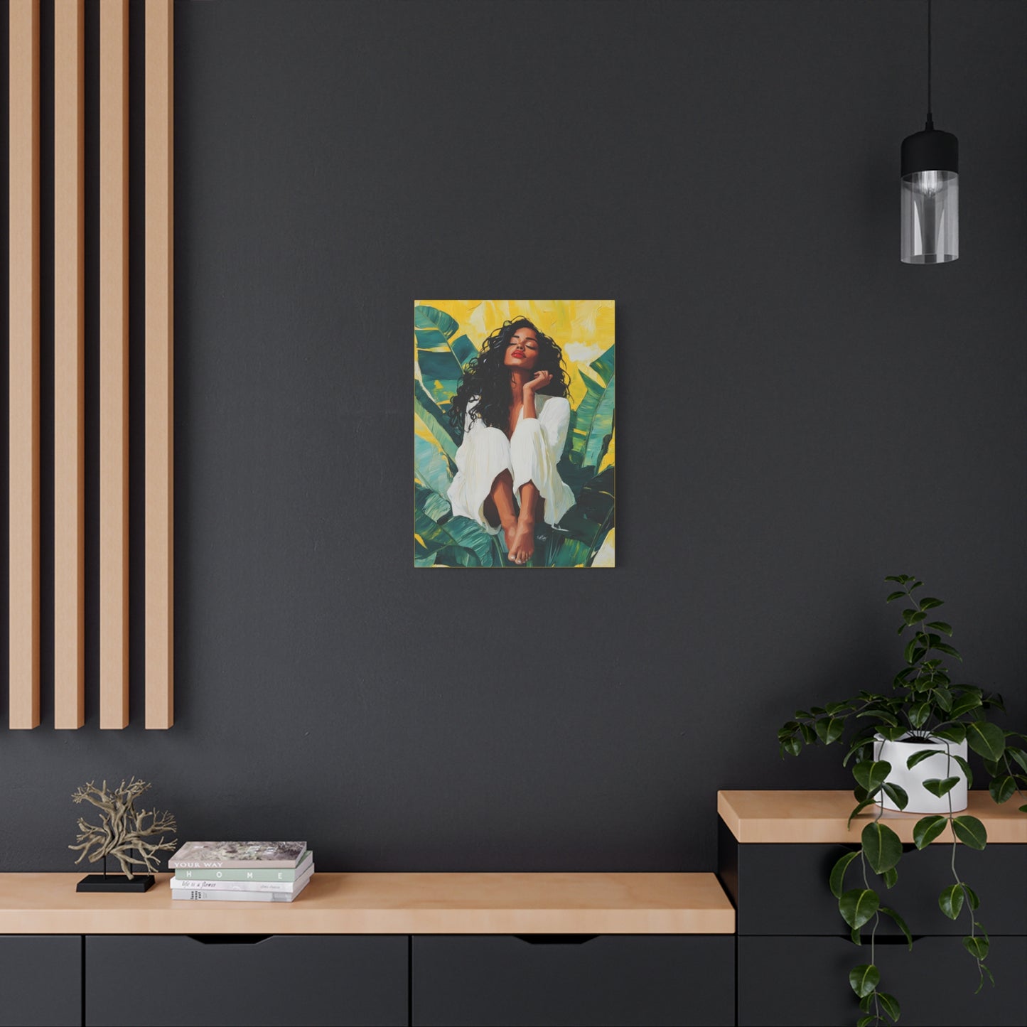 It's A Beautiful Day Afrocentric Black Woman Abstract Art Canvas Wall Print