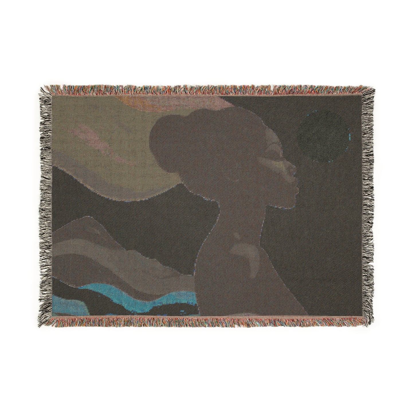 The Rising Sun Afrocentric Black Woman Abstract Art Woven Throw Blanket