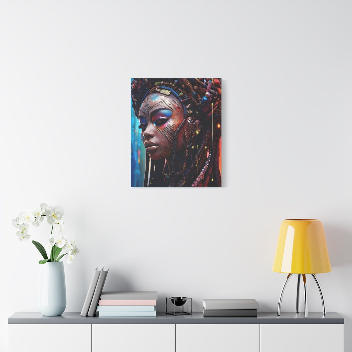 Princess Of The Past and Future Afrocentric Afrofuturism Abstract Black Artwork Canvas Wall Print