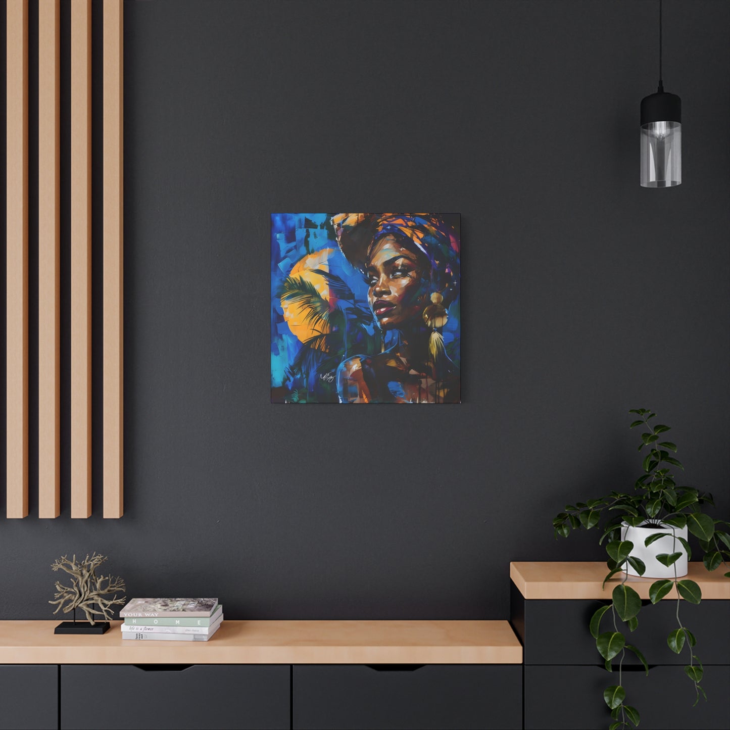 Vacation Vibes Afrocentric Black Woman Abstract Art Canvas Wall Print