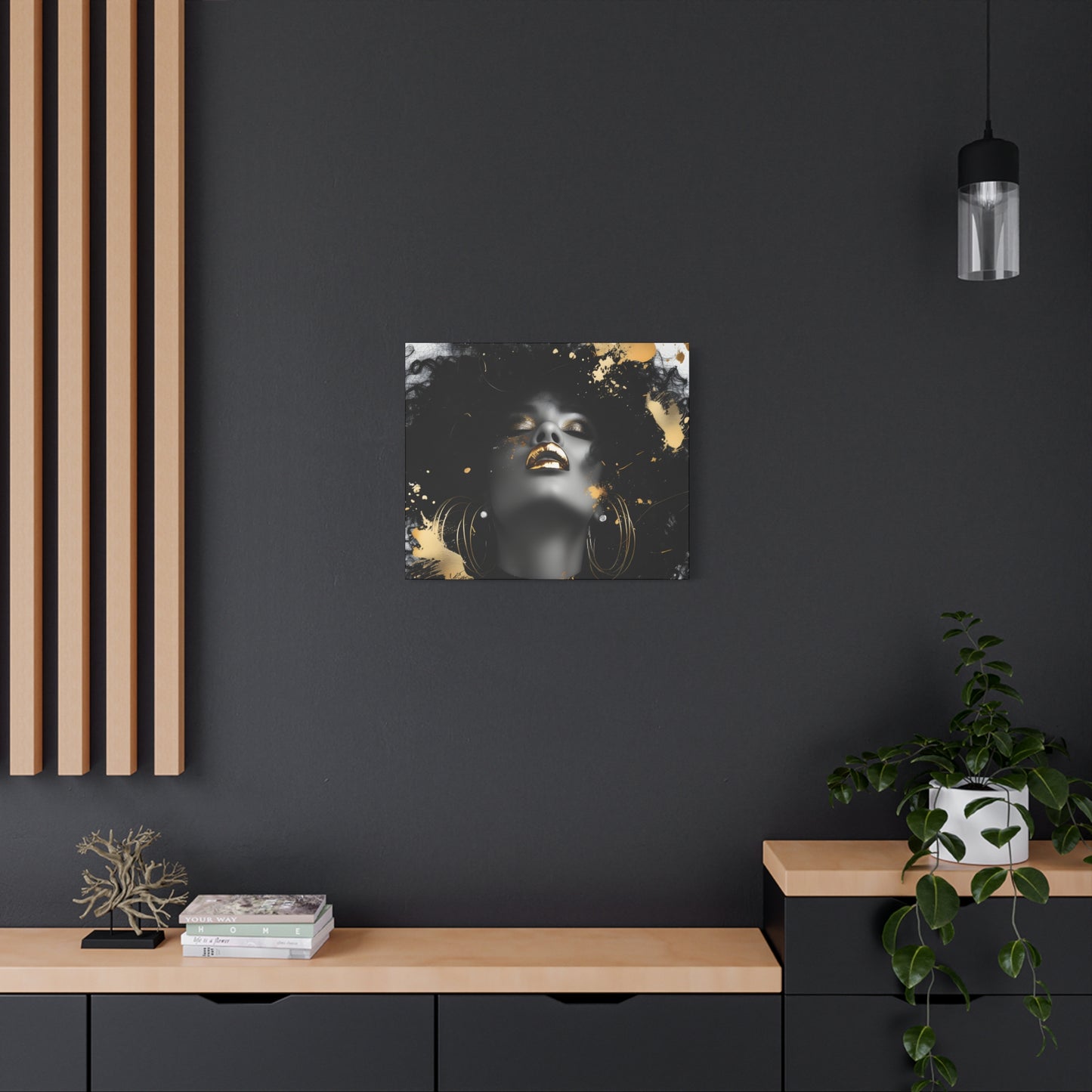 Gold Is My Passion Afrocentric Black Woman Abstract Art Canvas Wall Print