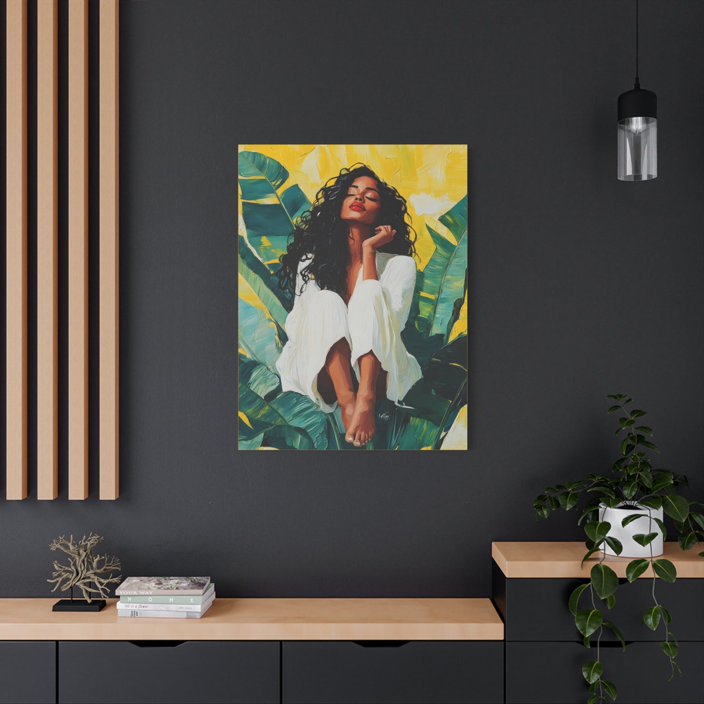 It's A Beautiful Day Afrocentric Black Woman Abstract Art Canvas Wall Print