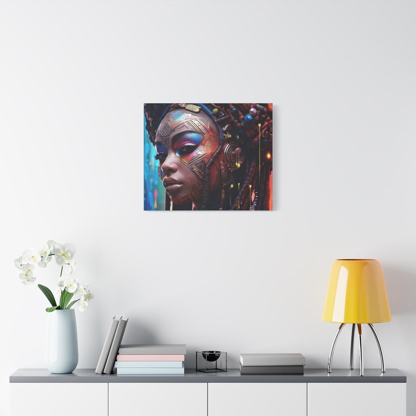 Princess Of The Past and Future Afrocentric Afrofuturism Abstract Black Artwork Canvas Wall Print