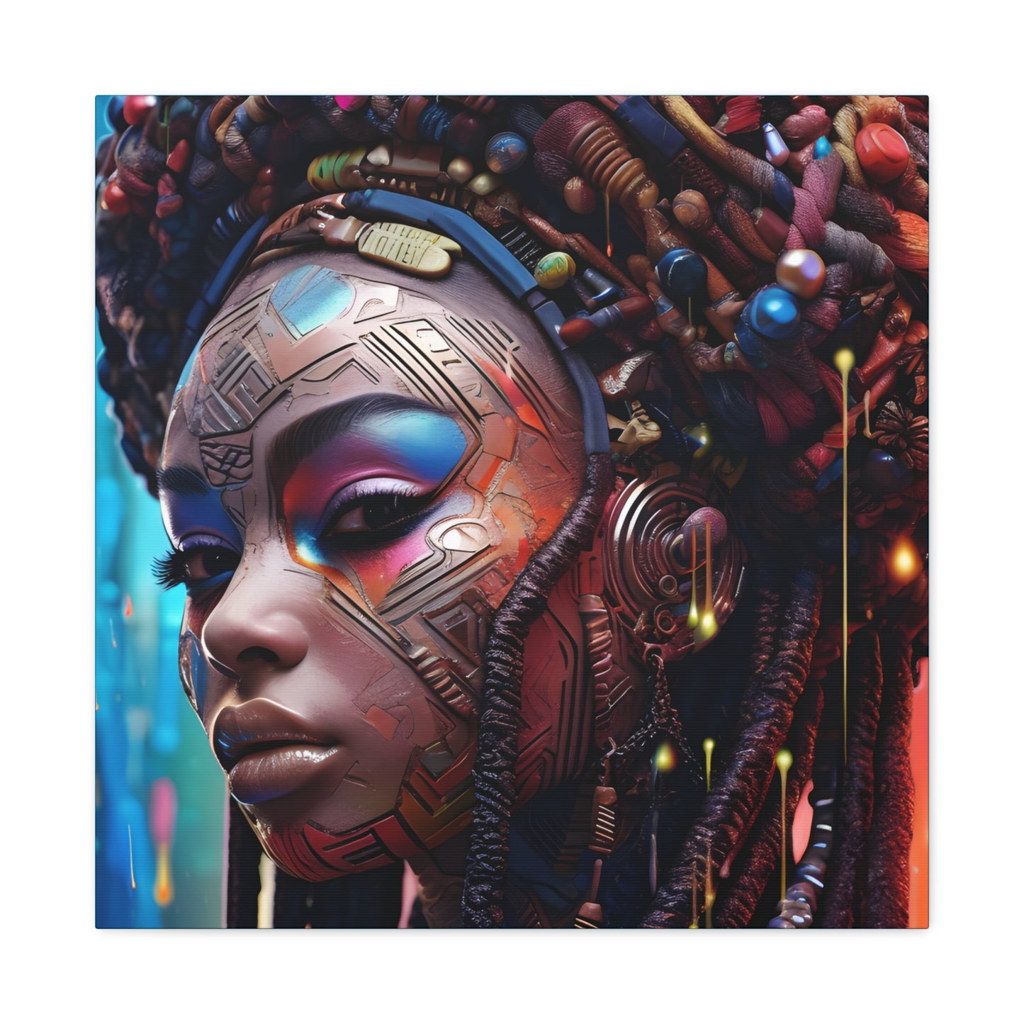 Princess Of The Past and Future Afrocentric Afrofuturism Abstract Black Artwork Canvas Wall Print