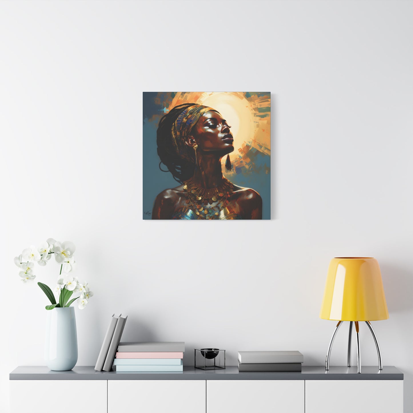 Worship The Sun Afrocentric Black Woman Art Canvas Wall Print