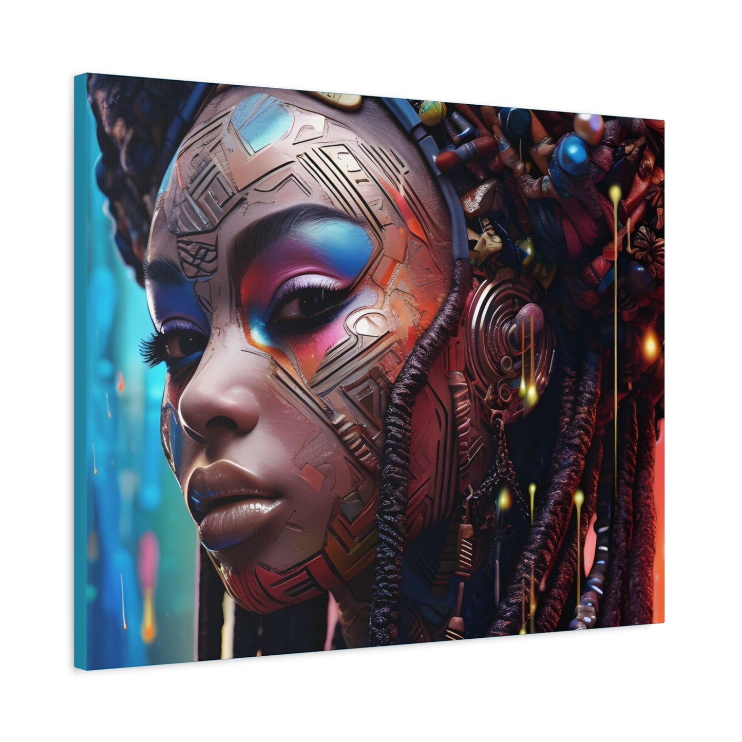 Princess Of The Past and Future Afrocentric Afrofuturism Abstract Black Artwork Canvas Wall Print