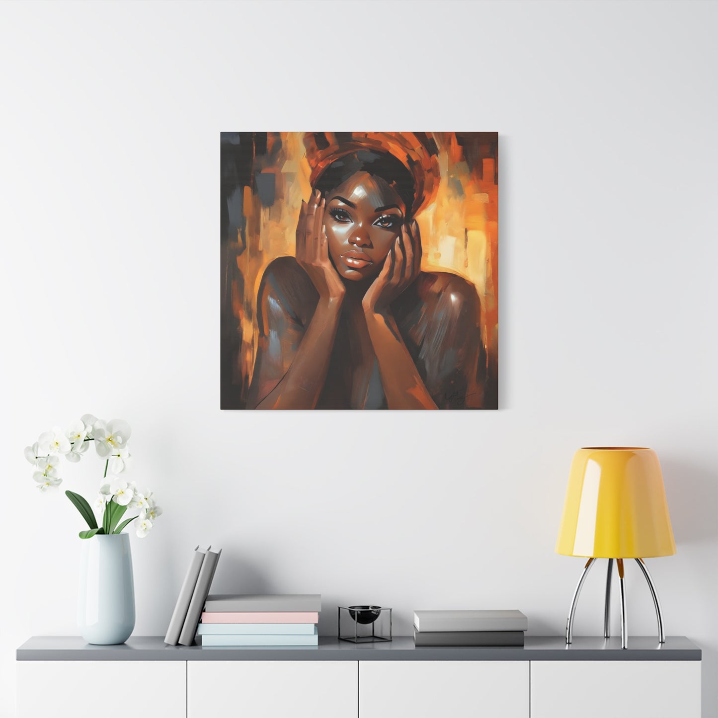 Hello Afrocentric Black Woman Art Canvas Wall Print