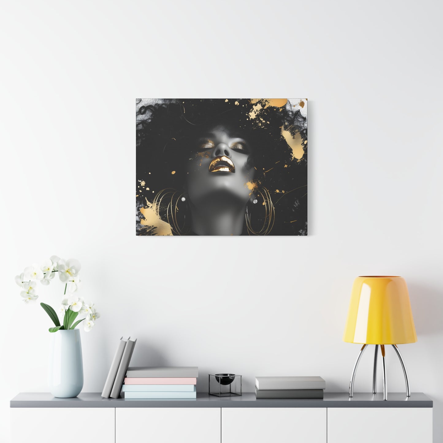 Gold Is My Passion Afrocentric Black Woman Abstract Art Canvas Wall Print