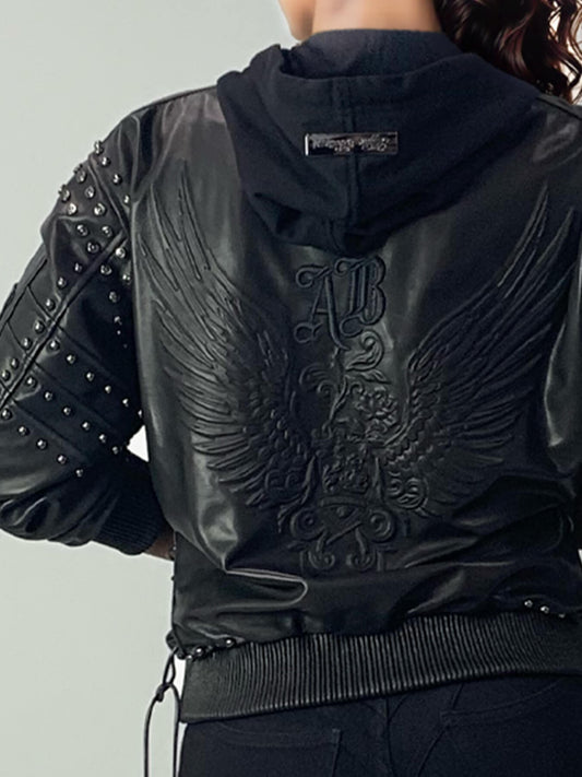 Trendy Leather Bomber Moto Jacket