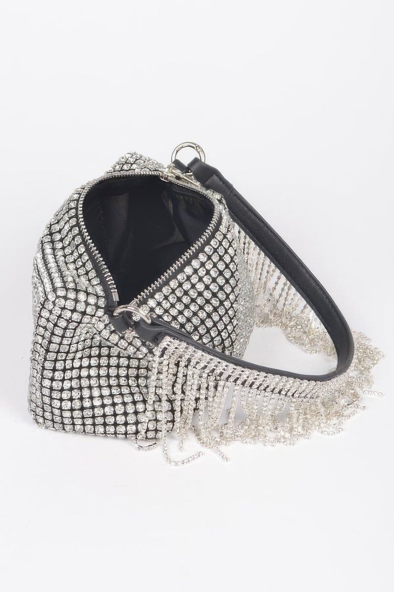 Oversized Rhinestone Fringe Strap Evening Party Clutch - Xtreme Shopper