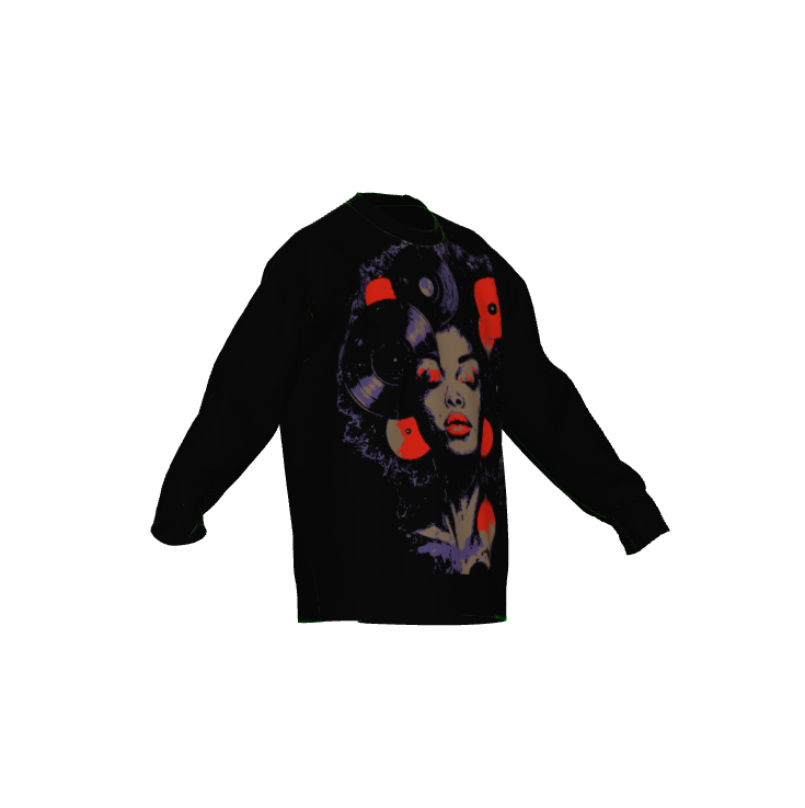 I Love Music Afrocentric Black Woman Print Crewneck Women's Sweater