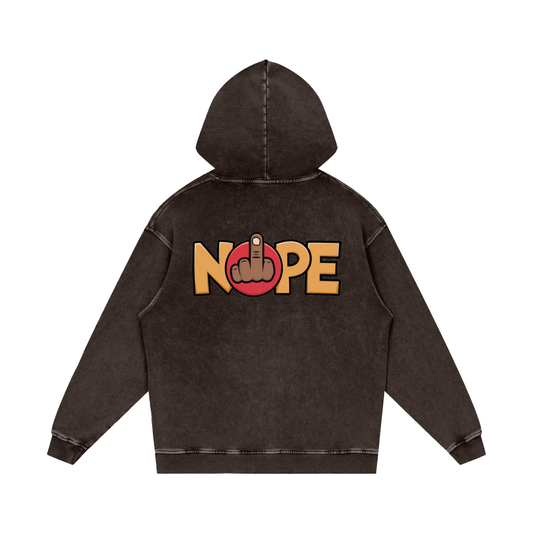 Nope Statement Snow Washed Relaxed Fit Cotton Streetwear Hoodie - Xtreme Shopper