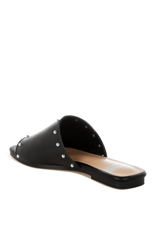 Renaldi Genuine Leather Studded Slip-On Flats - Xtreme Shopper