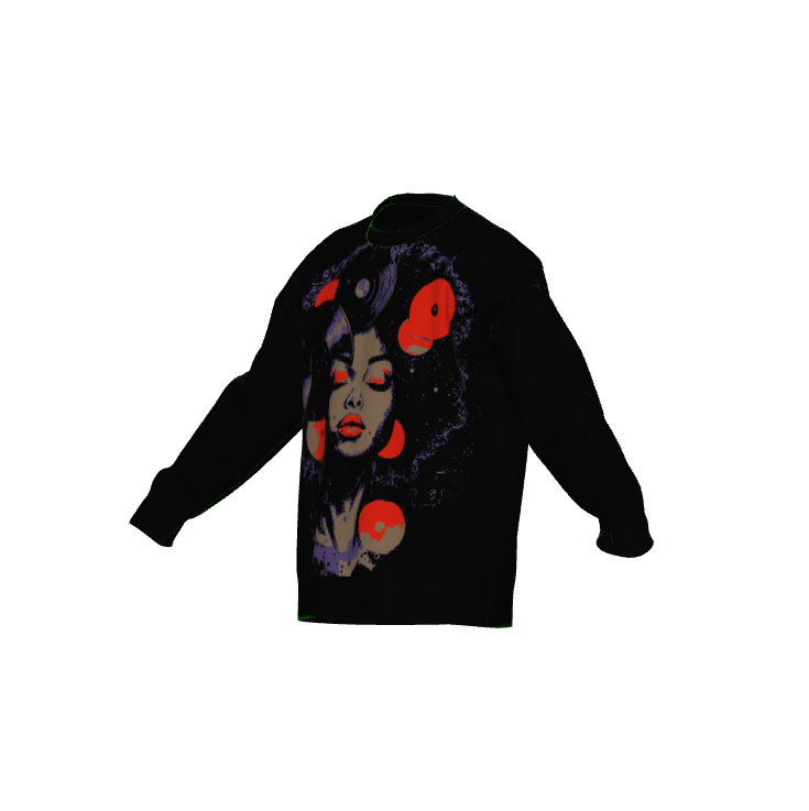 I Love Music Afrocentric Black Woman Print Crewneck Women's Sweater