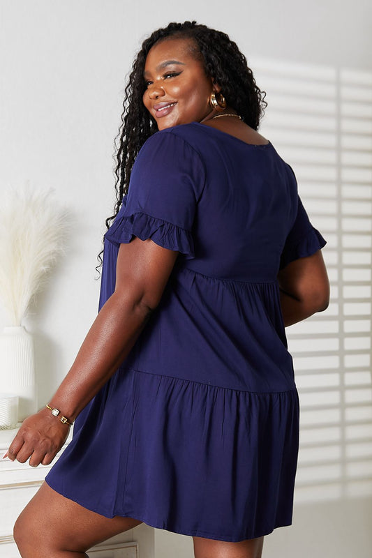 Mandy V-Neck Flounce Sleeve Tiered Dress - Xtreme Shopper