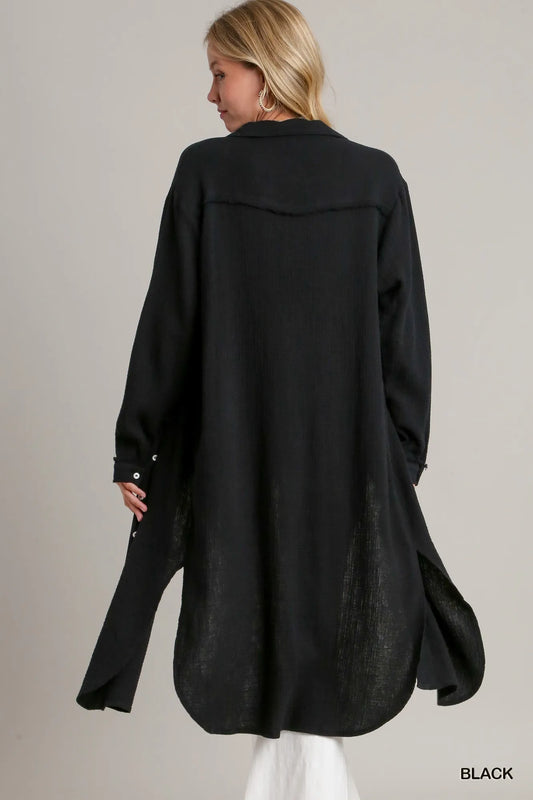 Umgee Cotton Gauze Button Down Shirt Dress - Xtreme Shopper