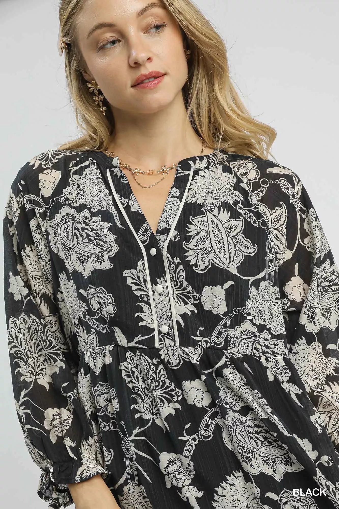 Umgee Floral Print Boho Midi Dress - Xtreme Shopper