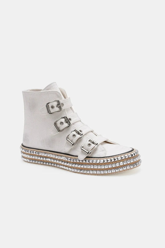 Beast Fashion Multi-Buckle Straps Studded Platform Sneakers - Xtreme Shopper