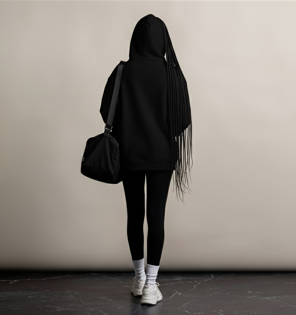 Mood Black Anime Woman Unisex Oversized Streetwear Hoodie Sweatshirt