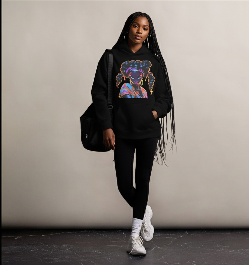 Mood Black Anime Woman Unisex Oversized Streetwear Hoodie Sweatshirt