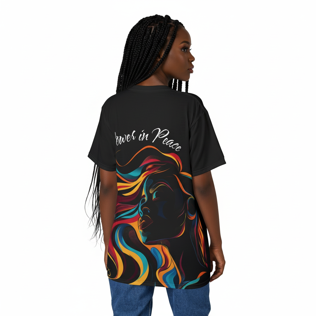 Power In Peace Statement Trendy Black Woman Streetwear Unisex Graphic Tee T-Shirt