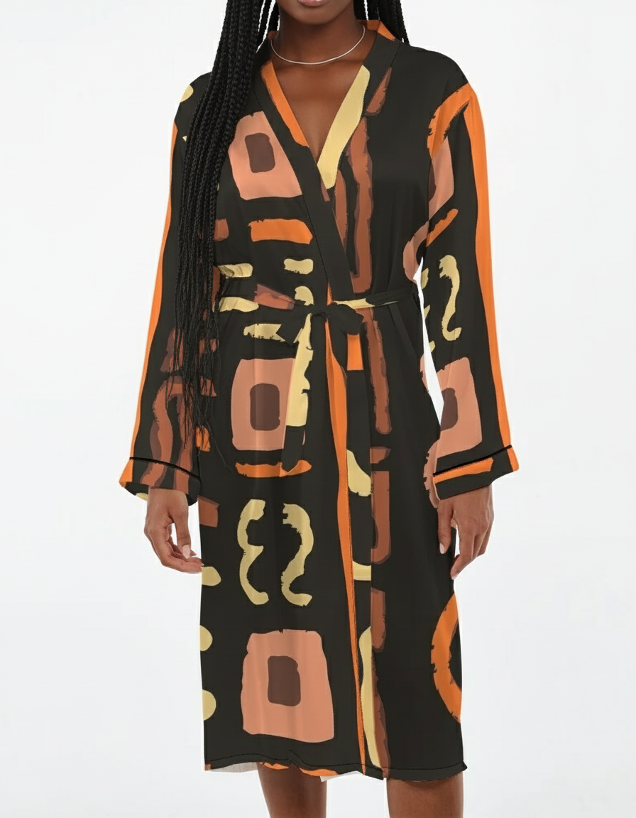African Inspired Printed Satin Robe