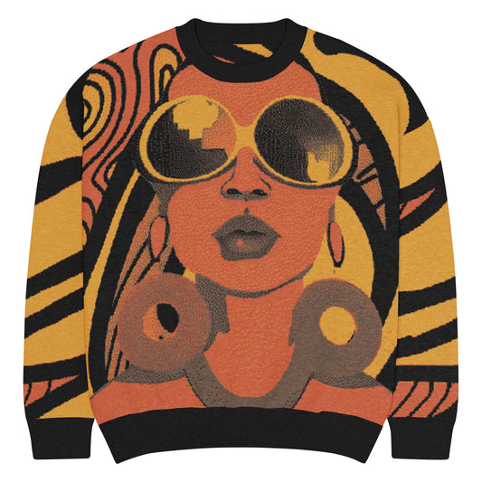 Vacation Vibes Black Woman Afrocentric Relaxed Fit Knit Crew Neck Unisex Sweater - Xtreme Shopper