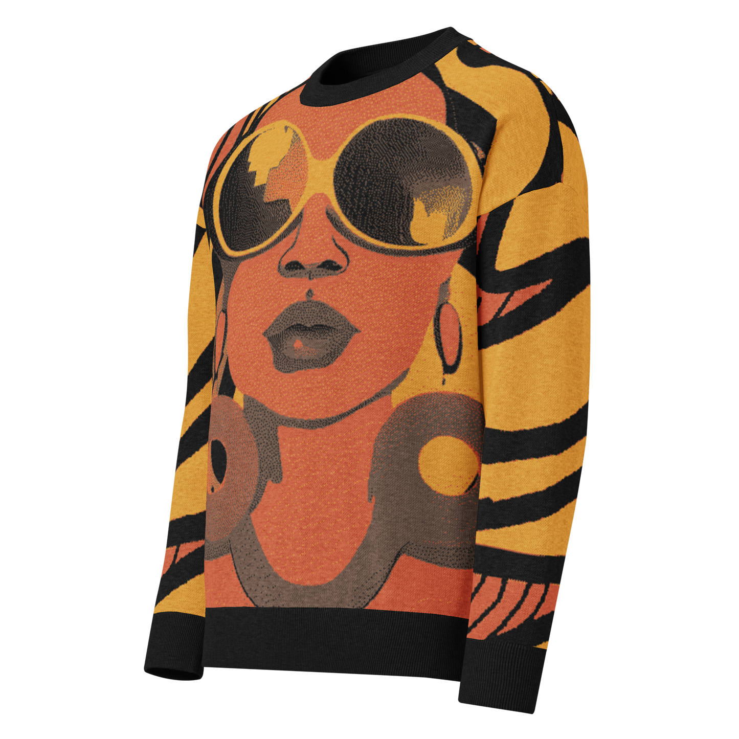 Vacation Vibes Black Woman Afrocentric Relaxed Fit Knit Crew Neck Unisex Sweater