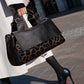 Chic Fashion Genuine Leather Trim Leopard Print Handbag