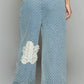 POL Boho Floral Patch Washed Textured Twill Pants with Crochet See Thru Patch - Xtreme Shopper