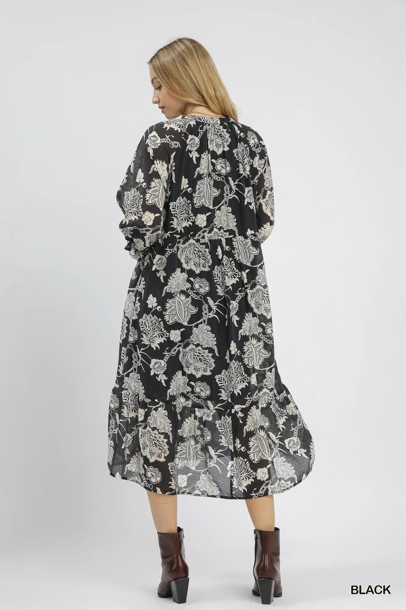 Umgee Floral Print Boho Midi Dress - Xtreme Shopper