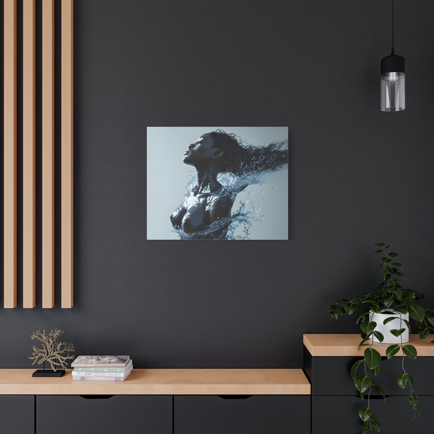 Moisturized and Unbothered Afrocentric Black Woman Art Canvas Wall Print