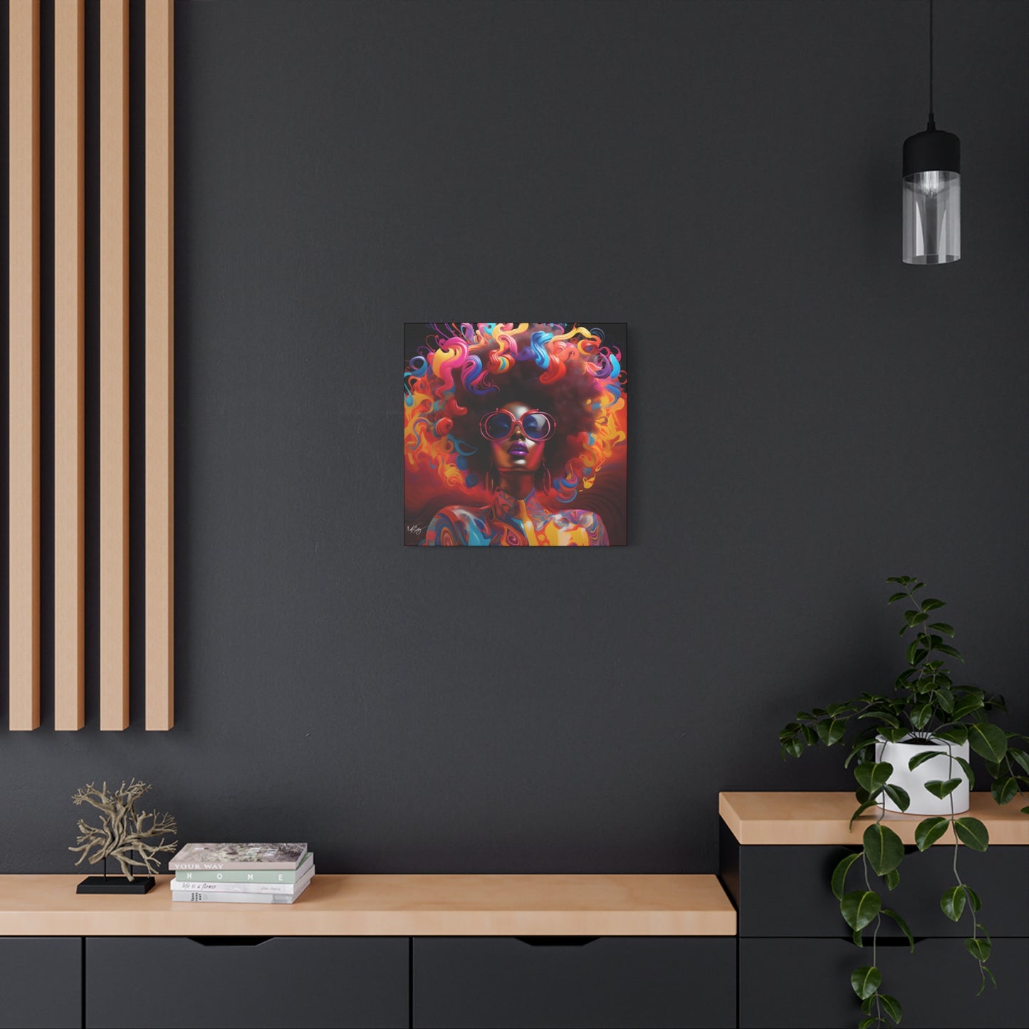 Groovy Summer Black Woman Psychedelic Themed Artwork Canvas Wall Print - Xtreme Shopper
