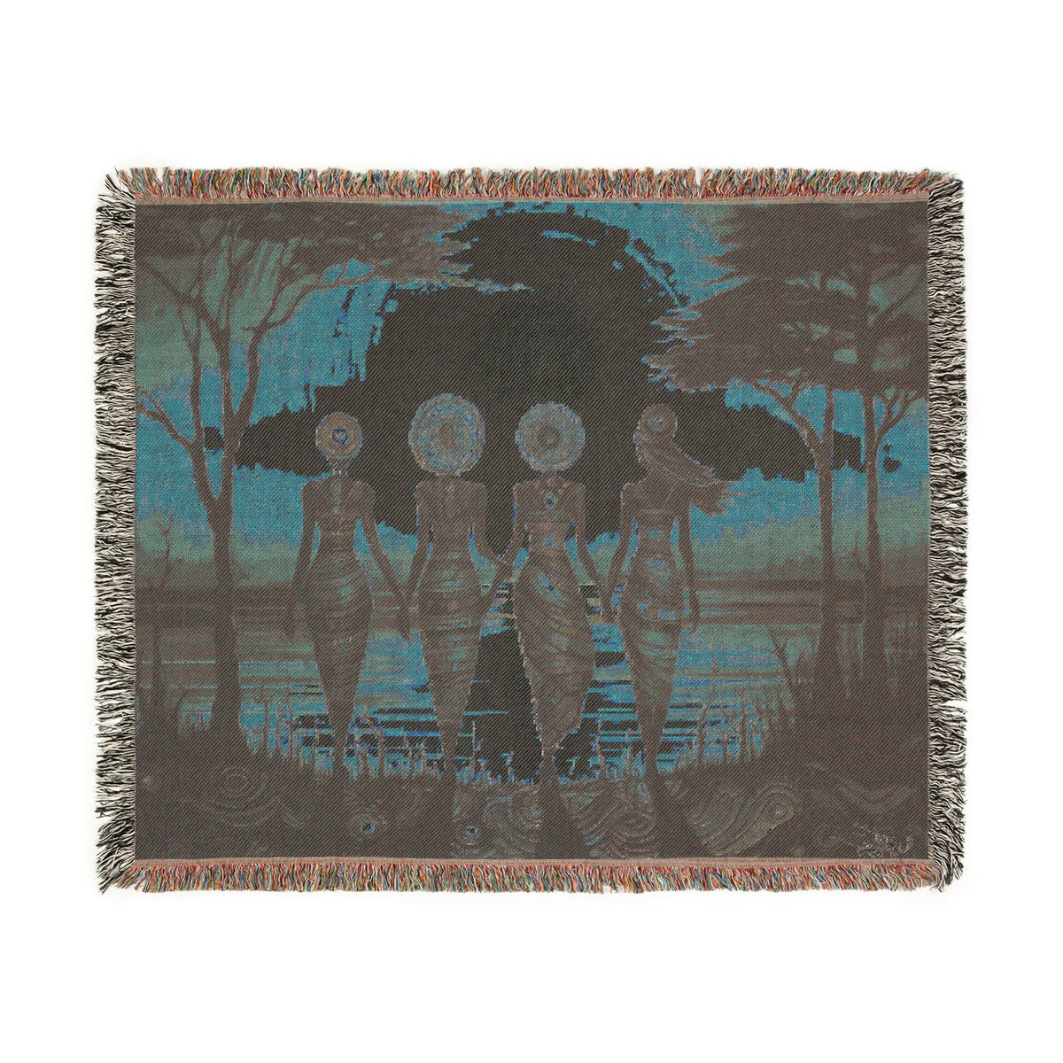 All Together Now Black Woman Art Woven Throw Blanket