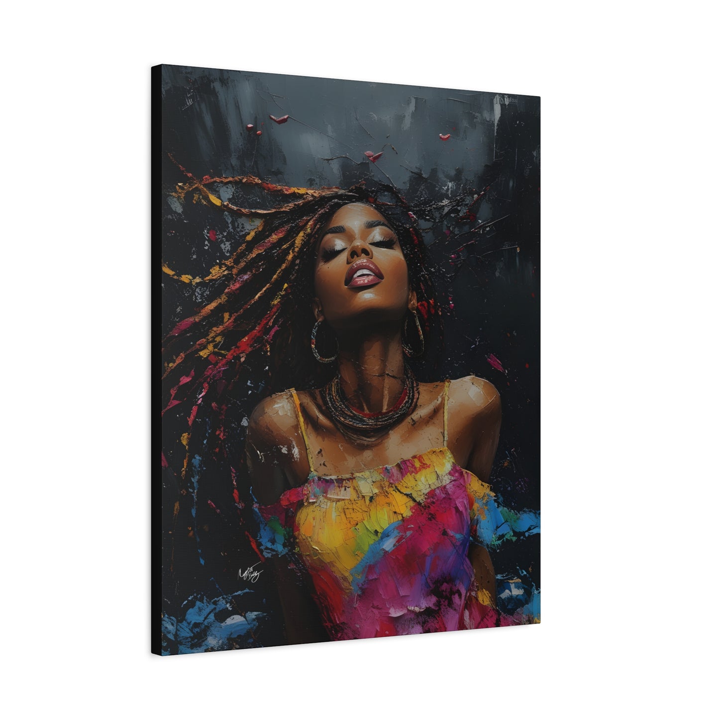 Euphoria Afrocentric Black Woman Abstract Art Canvas Wall Print