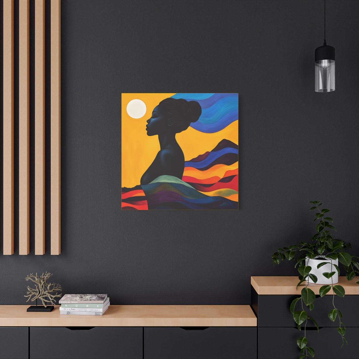 Serenity In Full Color Black Woman Art Canvas Wall Print