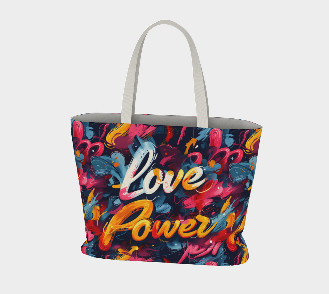 Love Power Premium Large Heavyweight Canvas Shopping Tote Bag