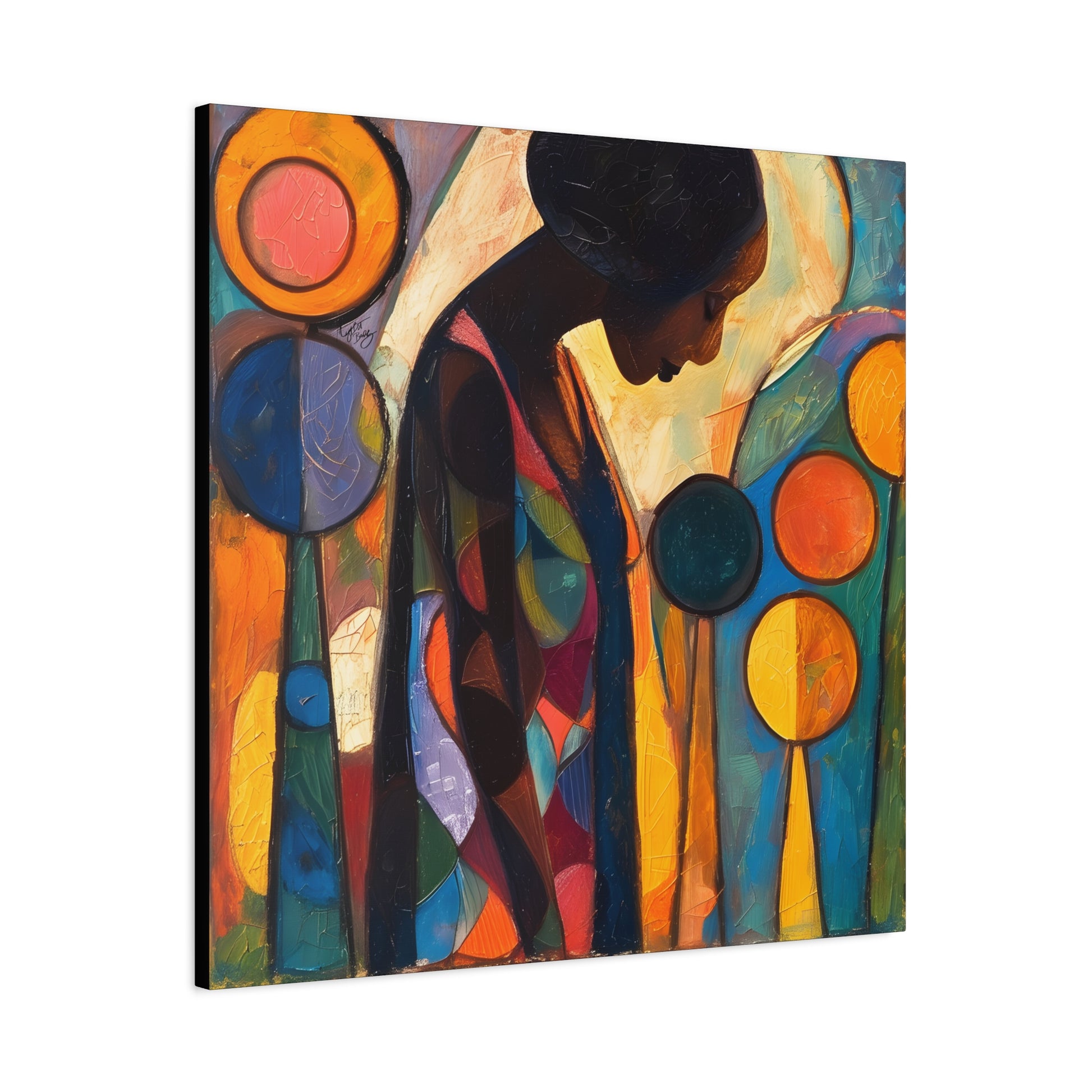 At Peace In Abstract Afrocentric Black Woman Abstract Art Canvas Wall Print - Xtreme Shopper