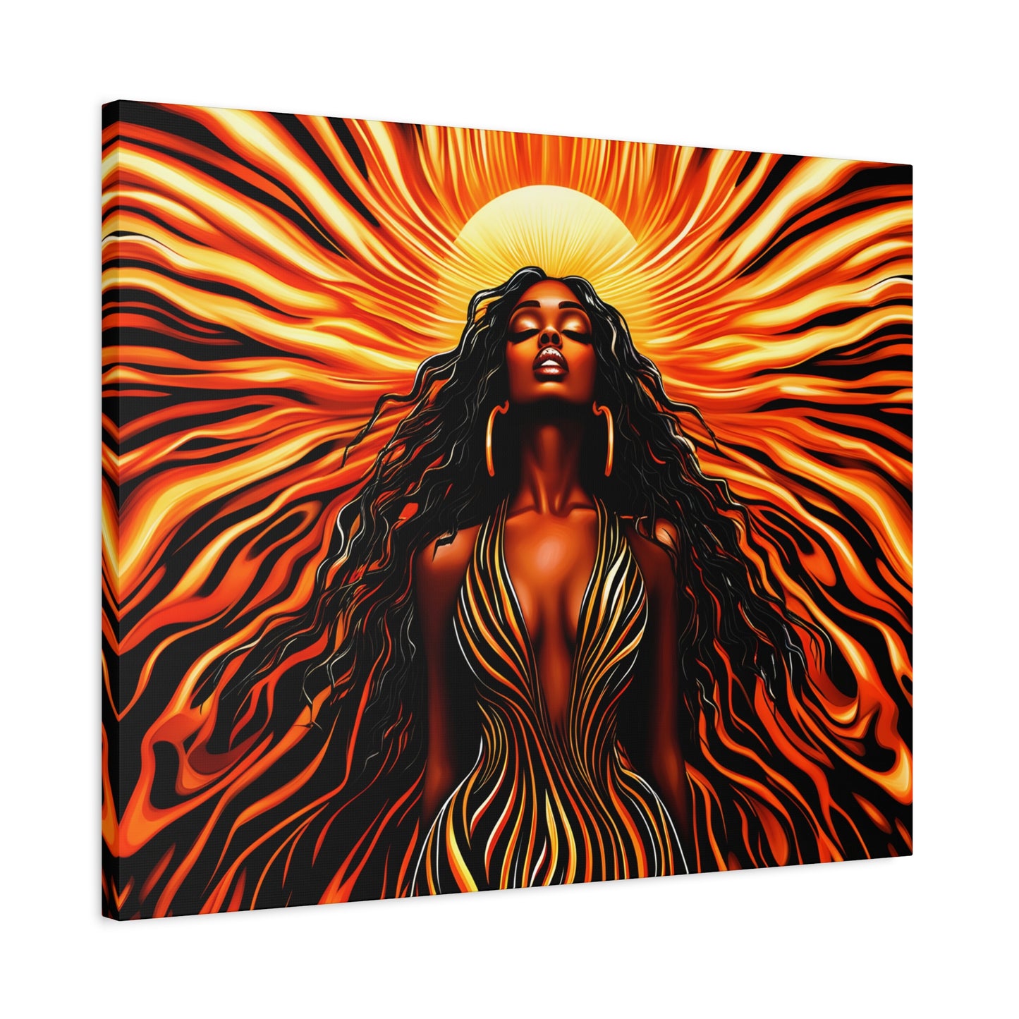 Sunkissed Afrocentric Black Woman Abstract Art Canvas Wall Print