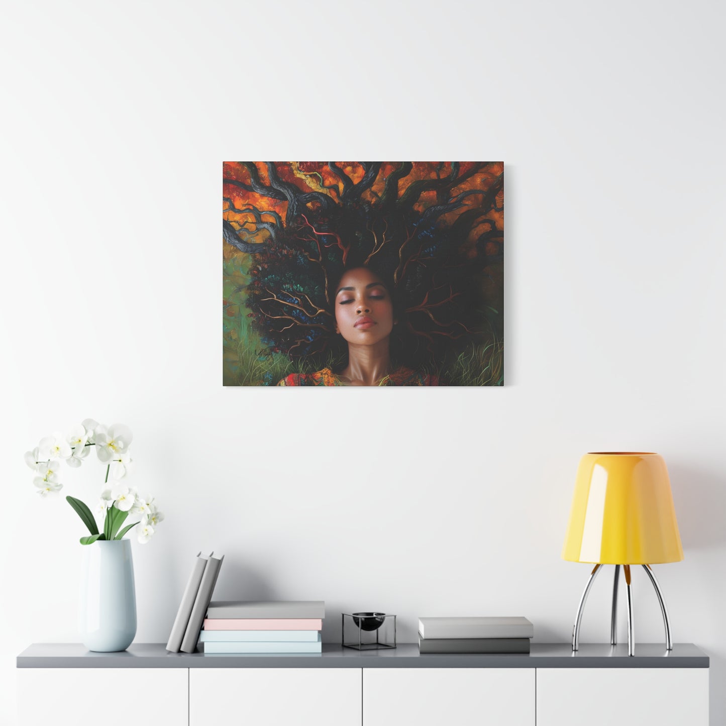 Rooted In My Mind Afrocentric Black Woman Inspirational Spiritual Art Canvas Wall Print - Xtreme Shopper