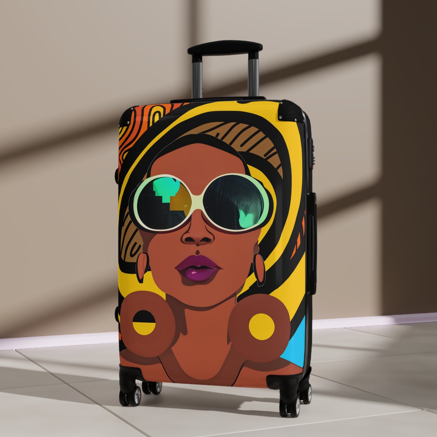 Vacation Vibes Black Woman Art Hardshell Hardside Lockable Spinner Suitcase