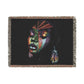 Original Makeup Afrocentric Black Woman Abstract Art Woven Throw Blanket